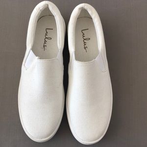 LuLu’s white canvas slip ons- size 8.5